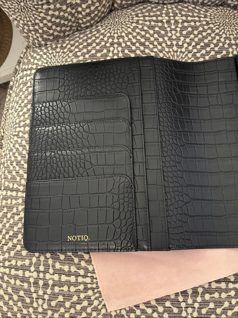 Notiq CLASSIC Sz Midi Desk Folio Agenda Classic 9-Disc Planner Cover Black Croc